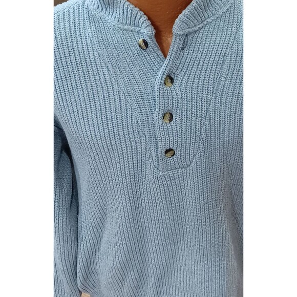 Vintage Binghamton Knitting Co Henley Sweater Light Blue Medium Made in USA - Picture 2 of 7